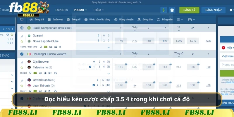 Đọc hiểu kèo cược chấp 3.5 4 trong khi chơi cá độ